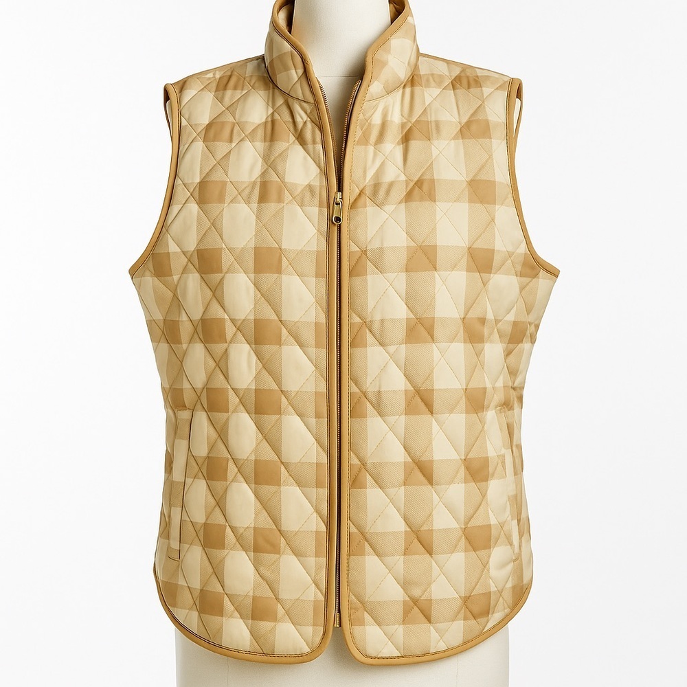 NWT Style & Co. Quilted Plaid Vest in Neutral Beige – Size Large 30% off Retail